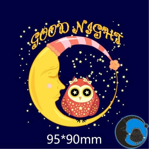 95*90mm good night Owl and moon branches Stencil DIY Scrapbooking Photo Album Embossing Decorative Paper Card Craft