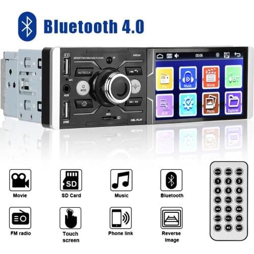 4.1'' Touch Screen Car MP5 Video Player Audio FM Radio Autoradio Multimedia Rear View Display USB Charger Stereo Bluetooth DC12V