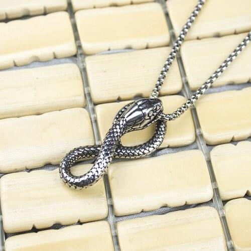 Pendant For Women Men 50CM Stainless Steel Chain Gothic Jewelry Punk Snake Necklace
