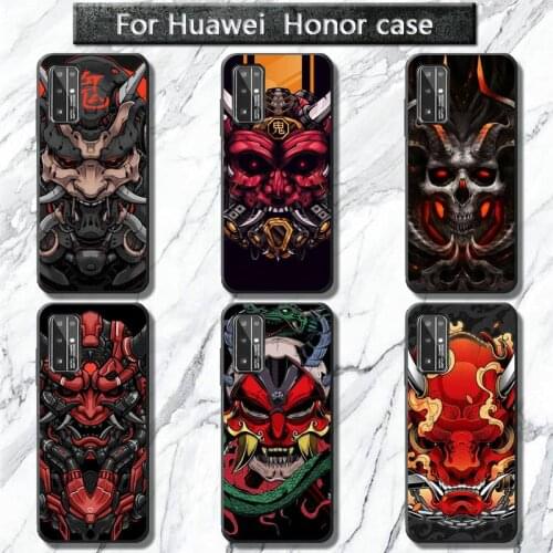 Japanese Cool Skeleton samurai oni mask Phone Case for Huawei Honor 30 20 10 9 8 8x 8c v30 Lite view 7A5.7inch 5A Play