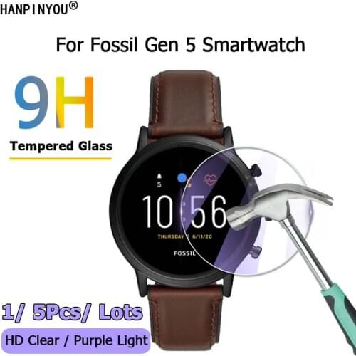 For Fossil Gen 5 Gen5 Smartwatch Julianna Carlyle Garrett HR Clear / Anti Purple Light 2.5D Tempered Glass Screen Protector Film