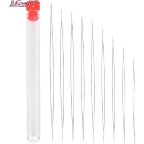 9Pcs Steel Large Big Eye Collapsible Embroidery Beading Needle Thread Sewing Needles Assorted Size Jewelry Tool