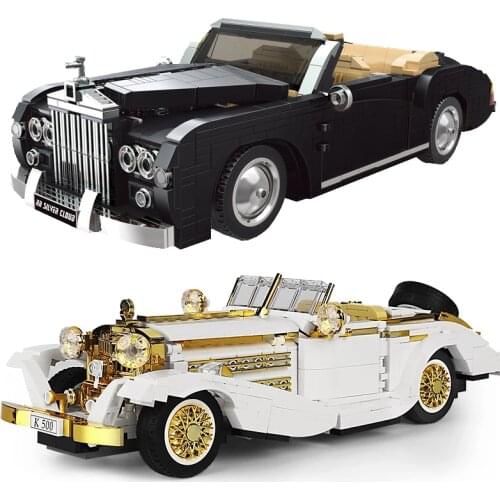 Collection Creative Vintage Car Speed Champions Vehicle Classic Building Blocks Sets Bricks Model Educational Toys for Kids Gift