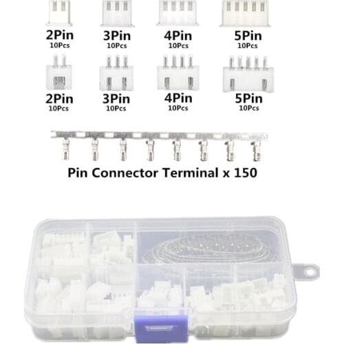 230pcs XH2.54 2p 3p 4p 5 pin 2.54mm Pitch Terminal Kit / Housing / Pin Header JST Connector Wire Connectors Adaptor XH Kit