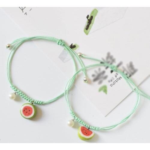 Women Girl Cute Fruit Ceramics Bracelet Watermelon Hand Chain Leisure Jewelry Fashion Handmade Gift