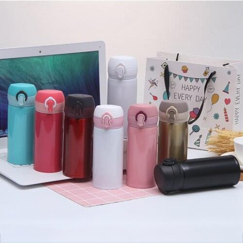 Mini Vacuum Flask 350ml Double Wall Stainless Steel Insulated Tumbler Water Bottle With Bounce Lid
