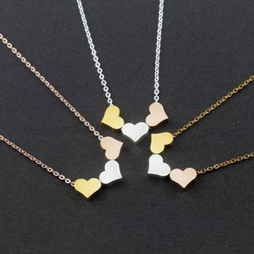 Minimal Lover Heart Necklace For Women Colar Feminino Link Chain Stainless Steel Hearts Pendant Bridesmaid Jewelry
