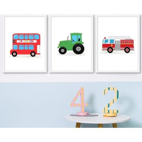 Cartoon Various Means of Transportation Canvas Painting Wall Art Nordic Posters and Prints Wall Pictures for Living Room Decor