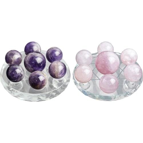 Natural 7 Star Quartz Crystal Sphere Ball Reiki Chakra +3.94" Clear Stand