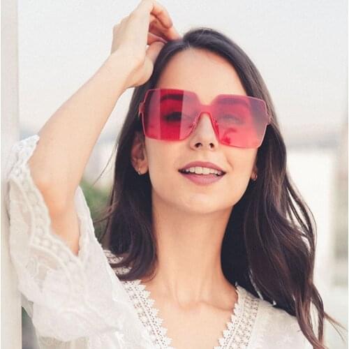 New unisex big fashion One-in-One Sunglasses transparent Square Gradual-Change Sunglasses for women men
