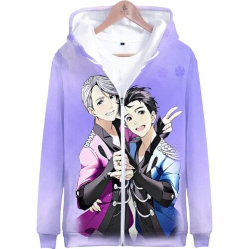 New Anime YURI!!! on ICE Men/Women Hooded Zipper 3D Print Clothes For Man Long Sleeve Fashion Coat Overcoat Clothing