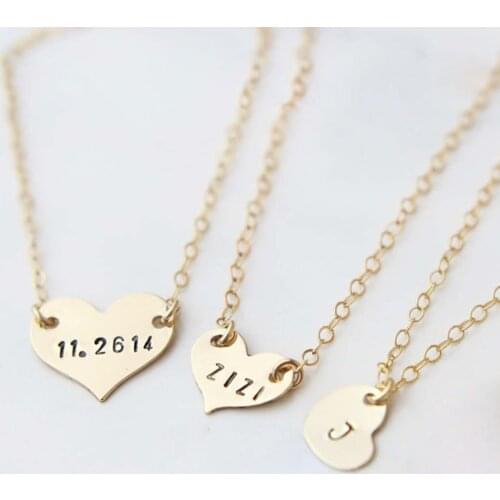 Initial Heart Shape Necklace Name Jewelry Handmade Gold Filled Choker Pendants Collier Femme Kolye Necklace For Women