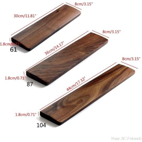 Walnut Wooden Mechanical Keyboard Wrist Rest with Anti-Slip Mat Ergonomic Gaming Desk Wrist Pad Support 61 87 104 Keys D09 20