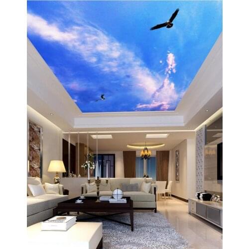 Custom photo wallpaper 3D stereoscopic ceilings Blue sky ceiling 3d wallpaper landscape