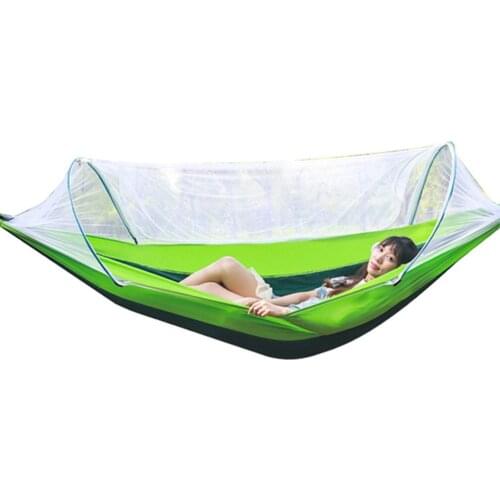 1-2 Person Portable Outdoor Camping Hammock with Mosquito Net High Strength Parachute Fabric Hanging Bed Hunting Sleeping Swing