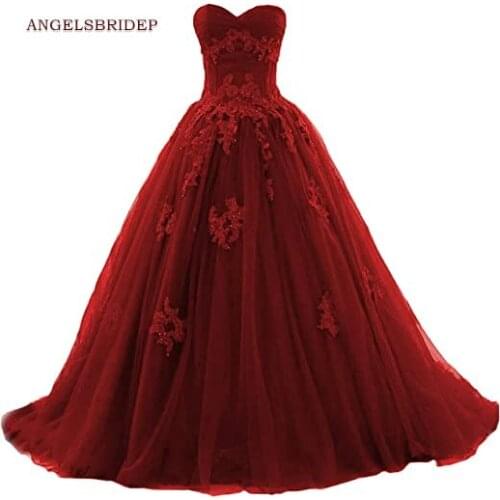 ANGELSBRIDEP Sweetheart Quinceanera Dresses Vestidos De 15 Anos Vintage Applique Beaded Court Train Birthday Party Gowns Hot