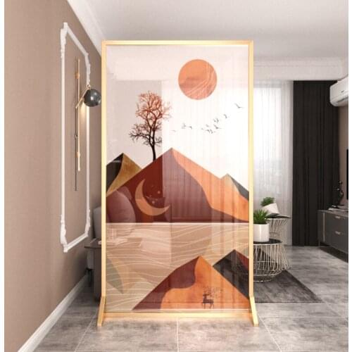 Nordic Light Luxury Art Screen Partition Living Room Bedroom Blocking Entrance Metal Mobile Screen