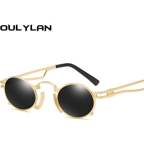 Oulylan Men Classic Steampunk Sunglasses Women Small Round Sun Glasses Shades Female Vintage Gothic Punk Goggle UV400 Unisex