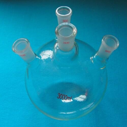 3000ml,24/40,4-Neck,Round Bottom Glass Flask,Four NeckS,3L Lab Boiling Bottle