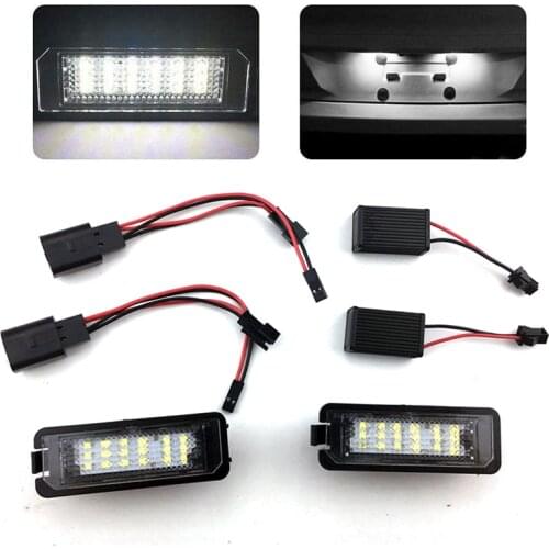 2PCS LED License Number Plate Light No Error For VW Golf MK4 MK5 MK6 Passat 4D Sedan Polo CC Eos Scirocco License Plate Lamps