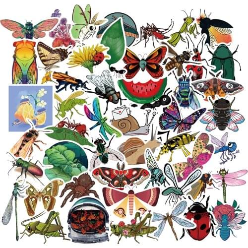 10/50PCS Ladybug dragonfly Insect Cute Cartoon Sticker Toy For DIY Stationery Skateboard Phone Bike Laptop Guitar