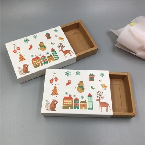 20Pcs Kraft Paper Gift Packaging Boxes Wedding Party Handmade Candy Box Love Chocolate Paper Drawer Boxes Party Storage Gift Box