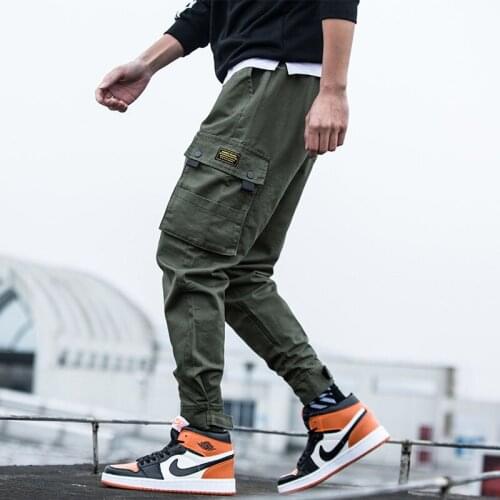 2019 Autumn Harem Cargo Pants Mens Hip Hop Pockets Sweatpants Joggers Male Fashion Cuffed Trousers Streetwear Plus Size M-7XL
