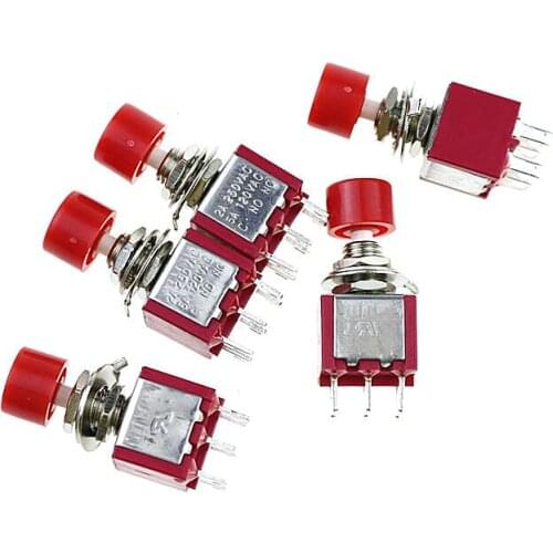 5pcs AC 2A/250V 5A/120V 6 Pin DPDT Momentary Push Button Switch 6mm 15/64" 2 NO 2 NC