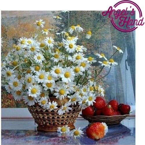 5D diamond embroidery flowers pattern diy diamond Painting White Chrysanthemum icon diamond mosaic Needlework pictures canvas