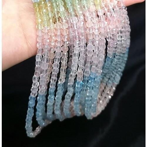 AAA LOOSE BEADS Morganite square faceted 4mm Wholesale for DIY jewelry necklace 38cm