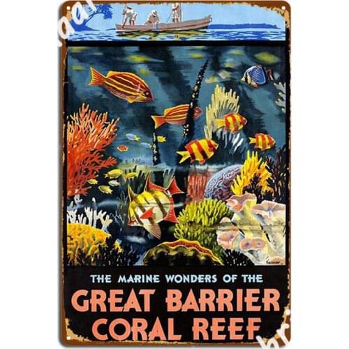 Australia Great Barrier Coral Reef Vintage Poster Metal Signs Wall Pub Pub Garage Designing Wall Plaque Metal Posters