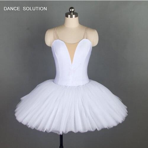 Swan White Adult Classic Ballet Dance Tutus Stiff Tulle Pancake Tutu Dress BLL040A
