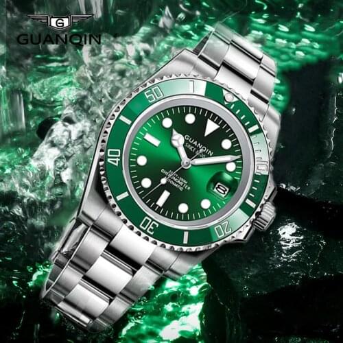 GUANQIN 2021 Men Watch Japan NH35A Mechanical Movement 100M waterproof Automatic watch Ceramics Sport Sapphire Relogio Masculino