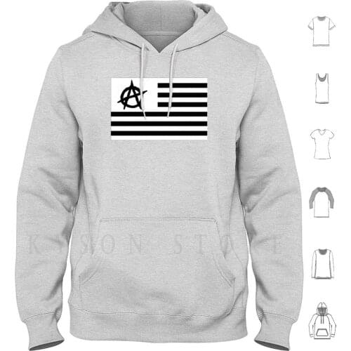 Eye Am Anarchy Black For Black Hoodie Long Sleeve Flag Punk Rock Anarchy Metal Goth Music