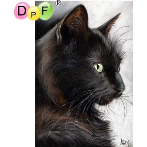 DPF diamond embroidery Black kitten full square diamond painting cross stitch rhinestone diamond mosaic kit home decor crafts