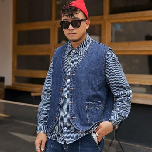 Oversized 5XL 6XL 7XL 8XL Men Casual Denim Dor Vest 2021 Autumn Spring Sleeveless Jean Vests Jacket Button Down Jeans Vest