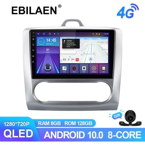 EBILAEN Android 10.0 Multimedia Car Radio For Ford Focus 2 Mk2 2004-2011 GPS Navigation Video Recoder 6G 128G RDS QLED Camera 4G