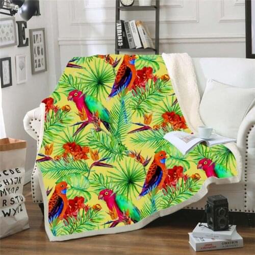 Parrots 3D Printed Fleece Blanket for Beds Thick Quilt Fashion Bedspread Sherpa Throw Blanket Adults Kids 04