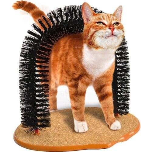 Good Arch Pet Cat Self Groomer With Round Fleece Base Cat Toy Brush Toys For Pets Scratching Devices Cat Grooming Brush Supplies