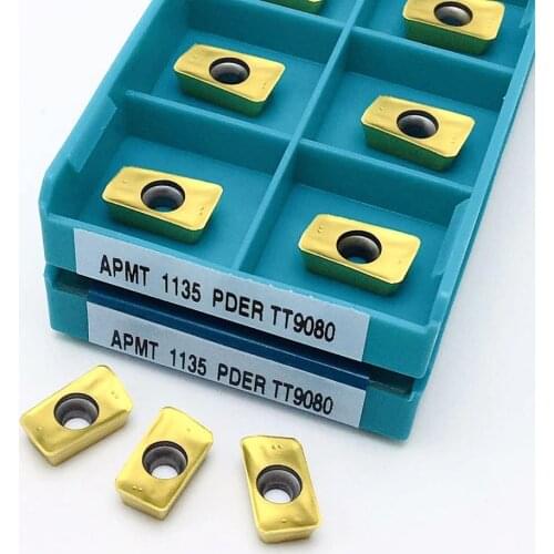 10 pieces of APMT1135 PDER TT9080 carbide blade APMT1135 PDER lathe tool CNC external turning tool notch cutting apmt 1135