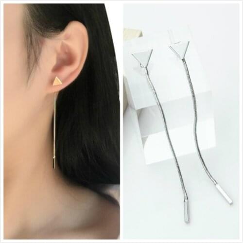 Korean Fashion Jewelry Earrings Wholesale Chain Tassel Triangle For Women Statement Brincos Exaggerated Earrings