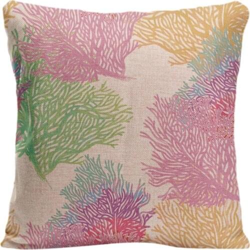 Colorful Coral Printed Cushion Cover Decorative Cotton Linen Throw Pillow Case For Car Sofa Seat By Lvsure Home Decoration