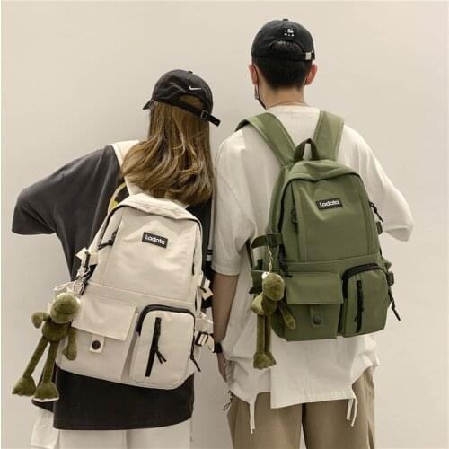 Multifunction Double Zipper Women Backpack Teenager Girls Laptop Backpack Studenulder Frog Pendant Style Schoolbag