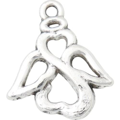 RAINXTAR Fashion Alloy Antique Silver Color Hollow Angel Charms 17*20mm 100pcs AAC1951