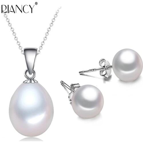 Fashion white Freshwater Pearl Jewelry Set for Women,Wedding Pearl Jewelry Pendant Earring Anniversary Mom Birthday Gift