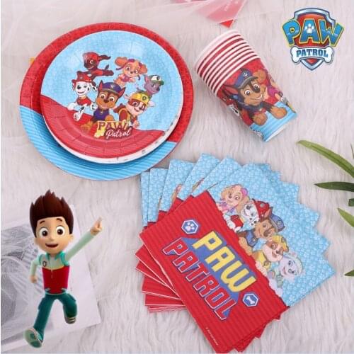 Cartoon Figure Paw Patrol Birthday Dogs Theme Decoration Favor Birthday Party Paper Disposable Cup Plate Napkin Straw Tablecloth