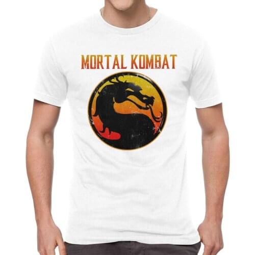 Vintage Mortal Kombat Logo Tshirt Men Novelty Tees Top Cotton T Shirts Short Sleeve Sub Zero Scorpion T-shirt Gift Clothing