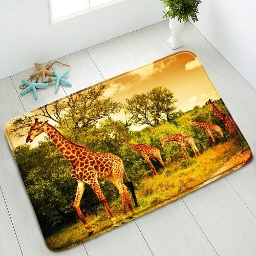 Animals Non-Slip Bath Mats Giraffe Horse Tiger Bathroom Floor Mat Bedroom Kitchen Doormat Washable Foot Pads Absorbent Home Carp