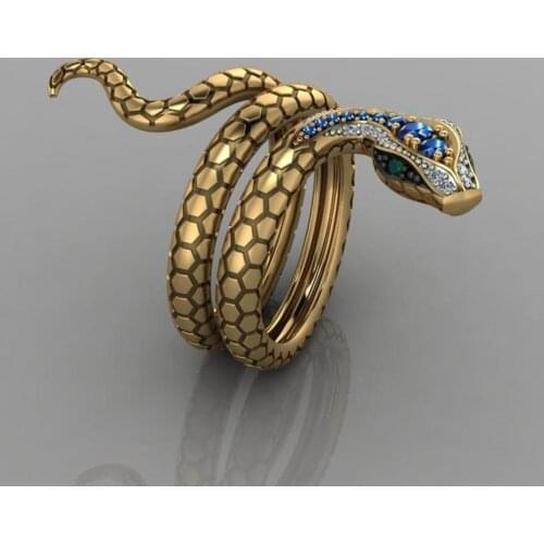 New Punk Coiled Snake Rings for Women Multicolor Blue CZ Stone Finger Ring Girl Gifts Fashion Jewelry BFF