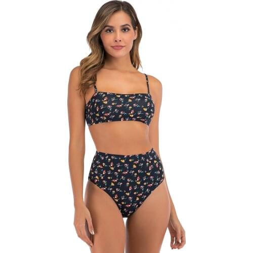 2021 New High Waist Bikini Split Swimsuit Sexy Swimwear Belly Covering Split Swimsuit for Women